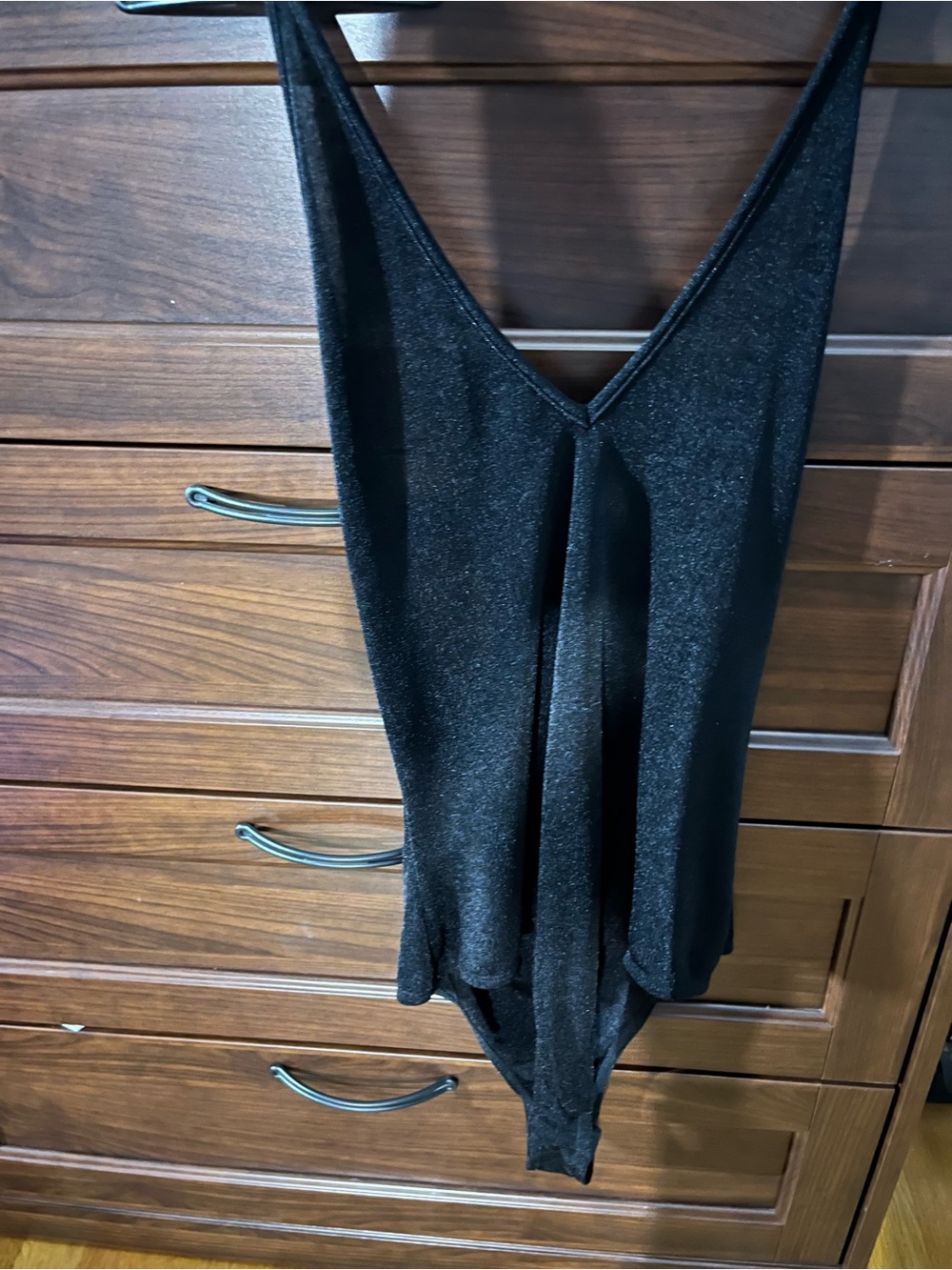 Black Deep V-Neck Backless Bodysuit